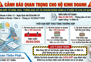 🚨 CẢNH BÁO QUAN TRỌNG CHO HỘ KINH DOANH _ Từ năm 2026, hộ kinh doanh và cá nhân kinh doanh phải thông báo số tài khoản ngân hàng hoặc ví điện tử cho cơ quan thuế.